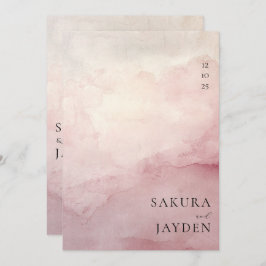 Convite Blush Pink Watercolor Wash Minimalist Wedding