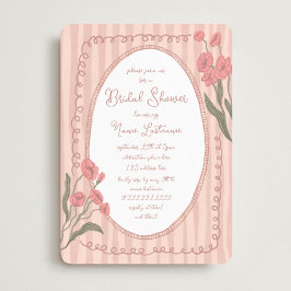 Convite Blush Pink Whimsical Hand Painted Bridal Shower