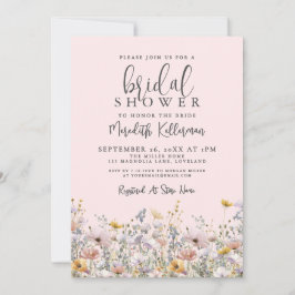 Convite Blush Pink Wildflower Bridal Shower