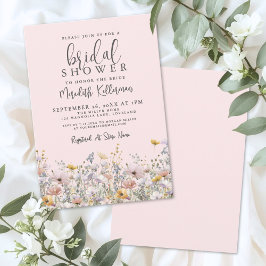 Convite Blush Pink Wildflower Bridal Shower
