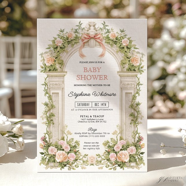 Convite Blush Ribbon Garden Arch Baby Shower  (Criador carregado)