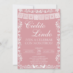 Convite Blush Rosa Cielito Lindo Festa Mexicana