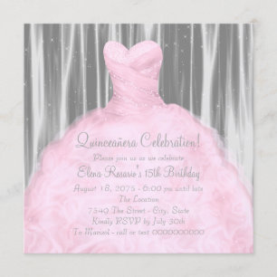Convite Blush Rosa Cinza Quinceañera