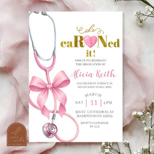Convite Blush Rosa Coquette estetoscópio Ela ga-nhou isso 