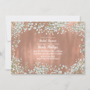 Convite Blush Rosa Dourado Branco Bebê Respiração Nupcial