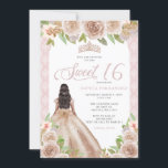 Convite Blush Rosa Dourado Floral Princesa Tiara Sweet 16<br><div class="desc">Blush Rosa Dourado Floral Princesa Tiara Sweet 16 Convite</div>