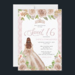 Convite Blush Rosa Dourado Floral Princesa Tiara Sweet 16<br><div class="desc">Blush Rosa Dourado Floral Princesa Tiara Sweet 16 Convite</div>