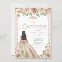 Blush Rosa Dourado Princesa Floral Tiara Quinceañe