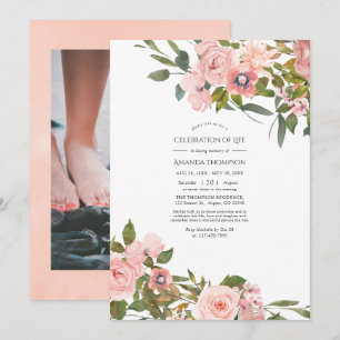 Convite Blush Rosa e Celebração de Vida Floral em Dourado
