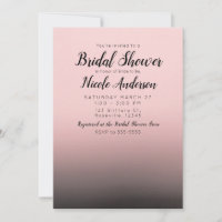Blush Rosa e Preto Ombre Moderno Chá de Bebê de No