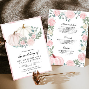 Convite Blush Rosa Floral Abóbora Tudo em Um Casamento