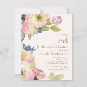 Convite Blush Rosa Floral Sage Folhas Verdes Aniversário d