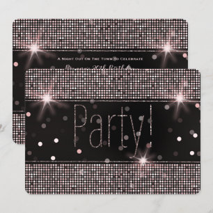 Convite Blush Rosa Luzes Brilhantes Festa