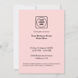 Convite Blush Rosa Minimalista | Logotipo de Evento Comerc