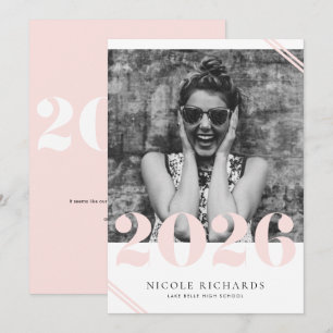 Convite Blush Rosa Moderno Turma de 2024 Foto Graduação