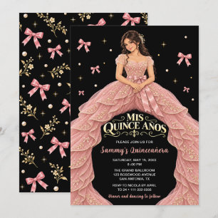 Convite Blush Rosa Ouro Princesa Quinceañera