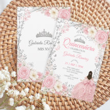 Blush Rosa Quinceañera Borboletas Prateadas