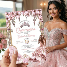 Blush Rosa Tiara Floral Quinceañera