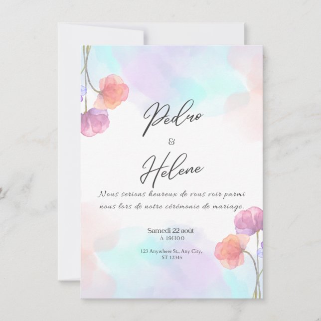 Convite Blush Rose Elegance Wedding Invitation (Frente)
