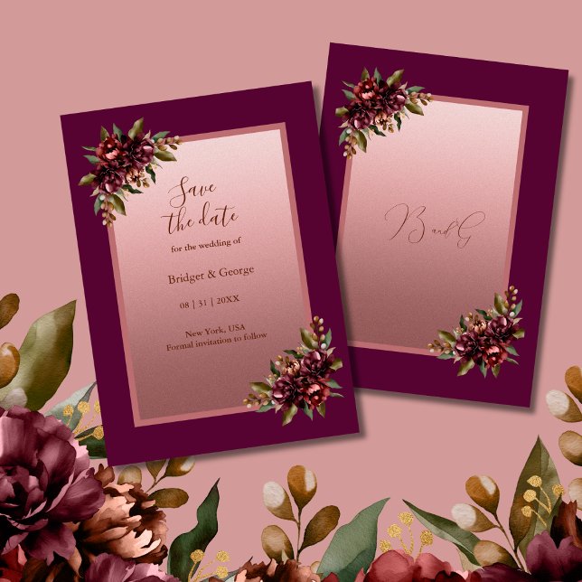 Convite Blush Rose Gold Floral wedding Save the Date (Criador carregado)