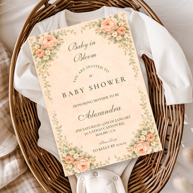 Convite Blush Sage Floral Garden Baby Shower (Criador carregado)