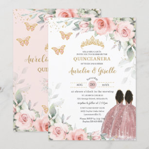Convite Blush Sage Gêmeos Florais Brown Princess Quinceañe