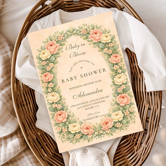 Convite Blush Sage Rose Garden Baby Shower (Criador carregado)