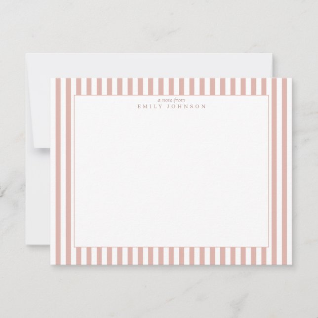 Convite Blush Striped Note Card (Frente)