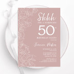 Convite Blush Surprise 50º aniversário<br><div class="desc">Inverso,  rosa e branco,  surpresa 50 anos. A design feminina moderna apresenta sotaques botânicos e fontes de script de tipografia. O cartão de convite floral elegante é perfeito para uma festa surpresa na moda. Impressos convites Zazzle ou modelo de impressão digital instantânea para download.</div>