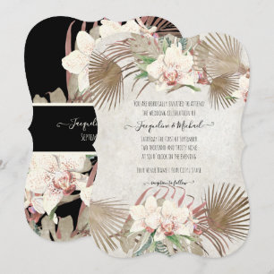 Convite Blush Tropical Orchid Floral Foliage Black