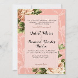Convite Blush Vintage Rosa Wedding