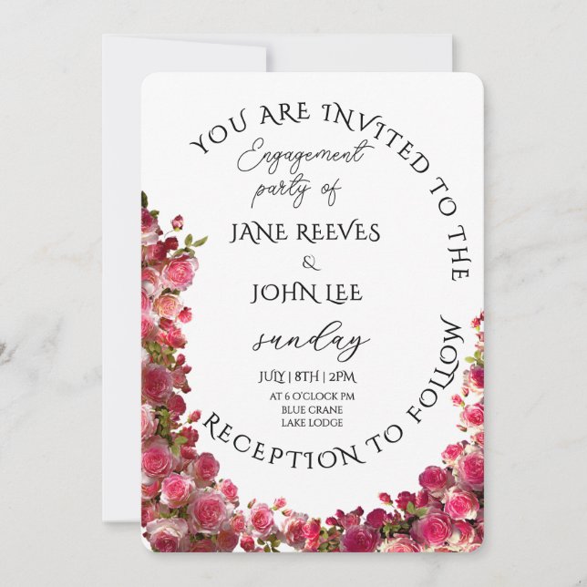 Convite Blush Watercolor Floral Engagement Party (Frente)