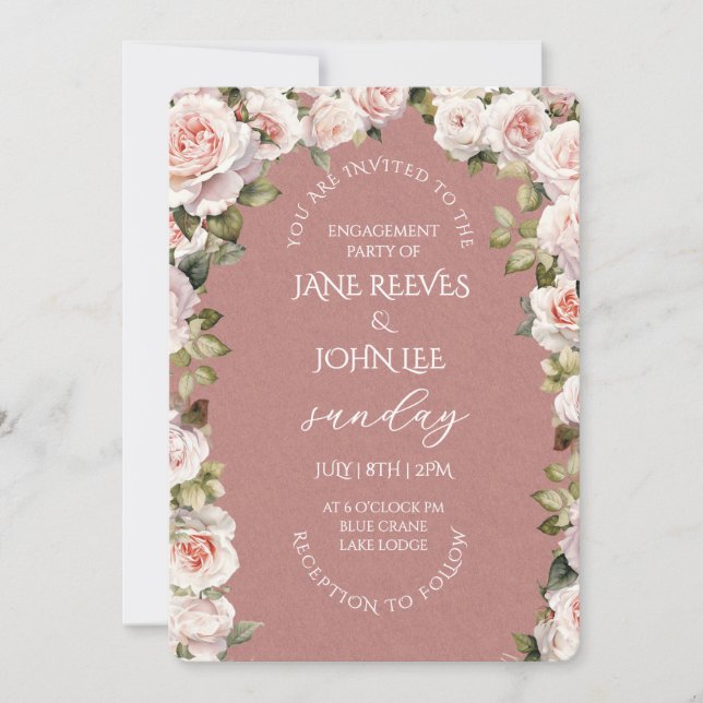 Convite Blush Watercolor Floral Engagement Party (Frente)