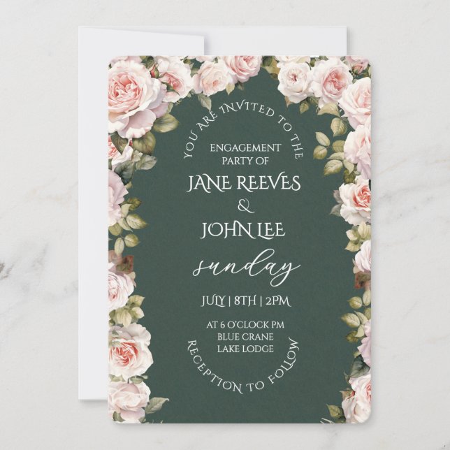 Convite Blush Watercolor Floral Engagement Party (Frente)