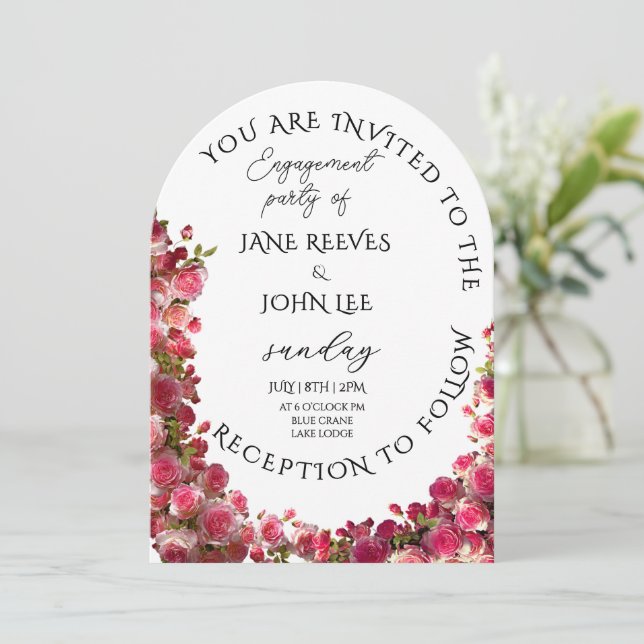 Convite Blush Watercolor Floral Engagement Party (Em pé/Frente)