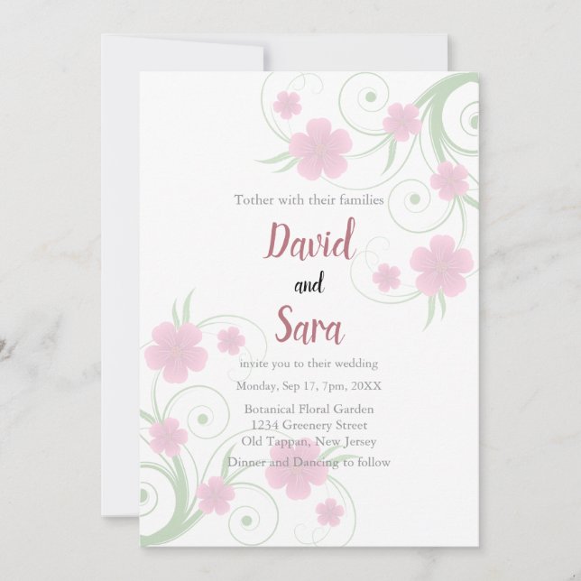 Convite Blush Watercolor Floral Wedding Invitation | Soft (Frente)