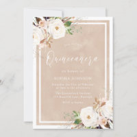Blush Watercolor White Flowers Quinceanera