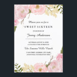 Convite Blush White Botanical Floral Sweet Sessenta Convid<br><div class="desc">Design floral rosa elegante. Utilizámos o trabalho de arte de: www.createthecut.com</div>