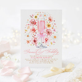 Convite Blush Wildflower Brunch and Bubbly Bridal Shower