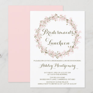 Convite Blush Winter Wreath Bridesmaids Luncheed Invite