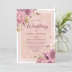 Convite Blush Wonderland: Casamento Floral Breguiçoso
