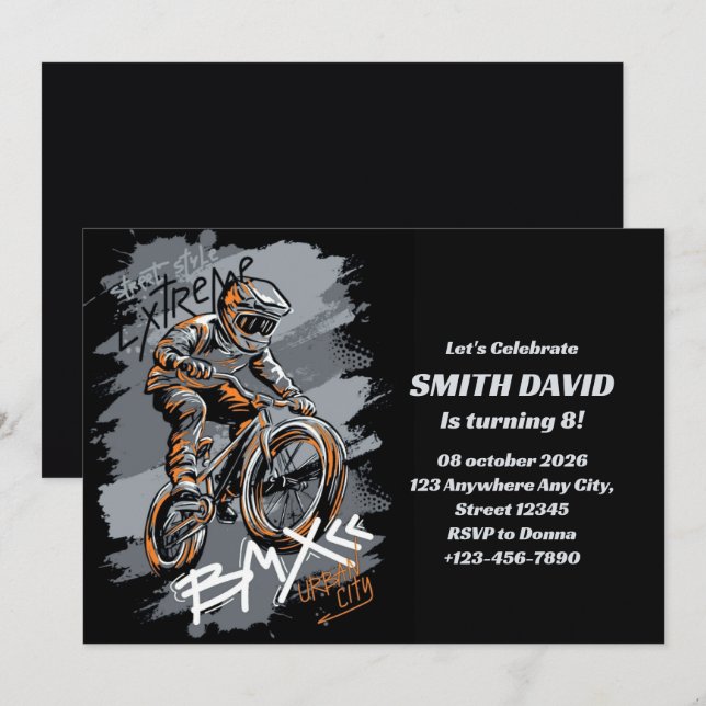 Convite Bmx Bicycle Urban Graffiti streetwear  (Frente/Verso)