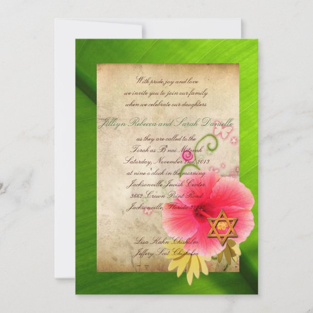 Convite B'nai Mitzvah para Lisa (opção 2) (Frente)