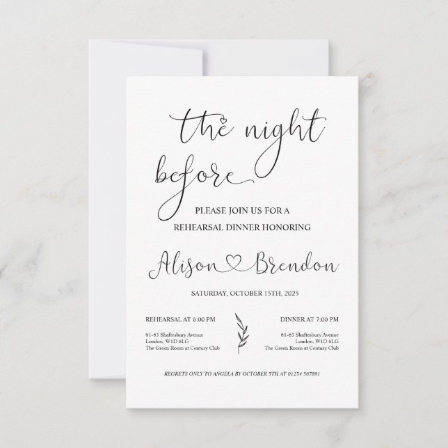 Convite Boa Noite à Véspera em Preto e Branco  (Frente)