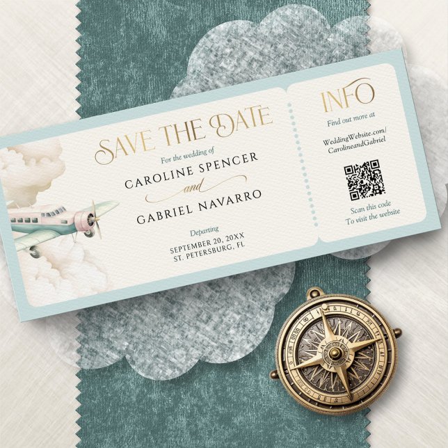 Convite Boarding Pass Airplane Wedding Invitation (Criador carregado)
