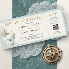 Convite Boarding Pass Cruise Wedding Invitation