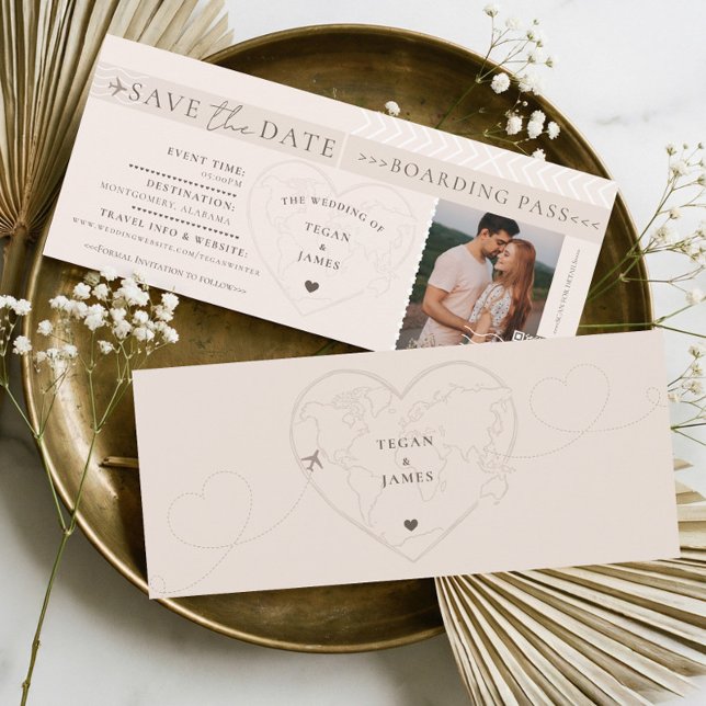 Convite Boarding Pass Destination Wedding Save The Date (Boarding Pass Destination Wedding Plane Ticket Invitation)