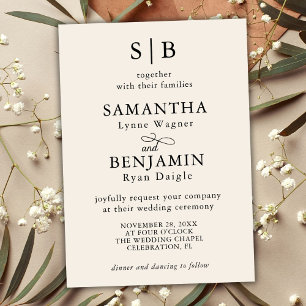 Convite Boas Iniciais Clássicas do Monograma