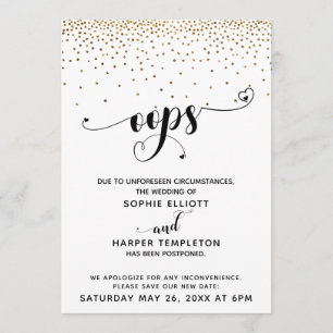 Convite Boas Oops Douradas de Casamento