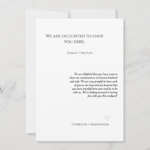 Convite Boas-vindas ao casamento com script moderno e fim 